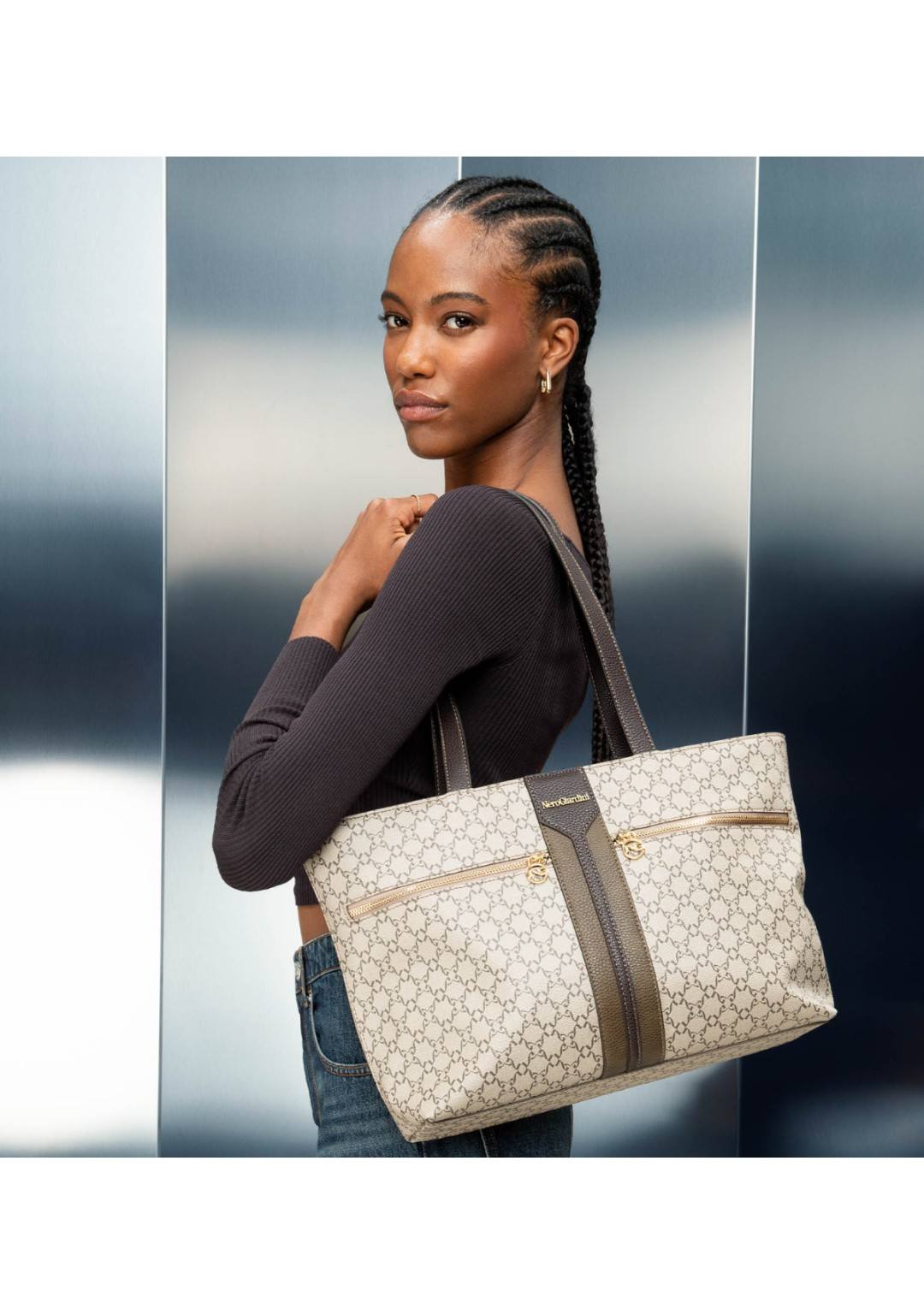 NEROGIARDINI - Shopper Logata - Donna - 3840D