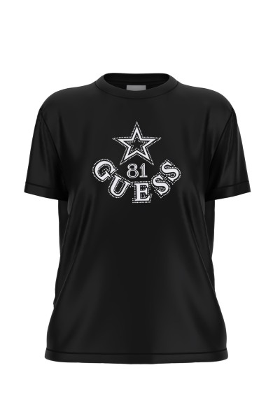 Guess - T-Shirt con logo strass - Donna - V6YI04K4268-JBLK