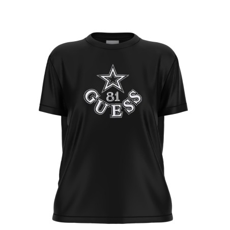 Guess - T-Shirt con logo strass - Donna - V6YI04K4268-JBLK