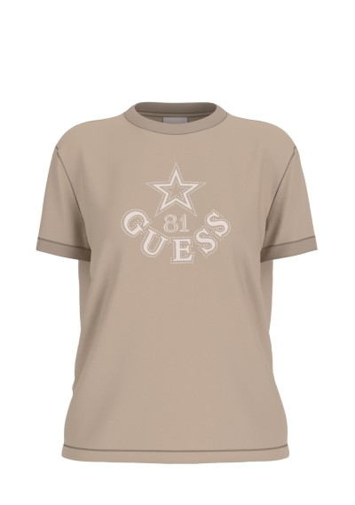 Guess - T-Shirt con logo strass - Donna - V6YI04K4268-G1DR