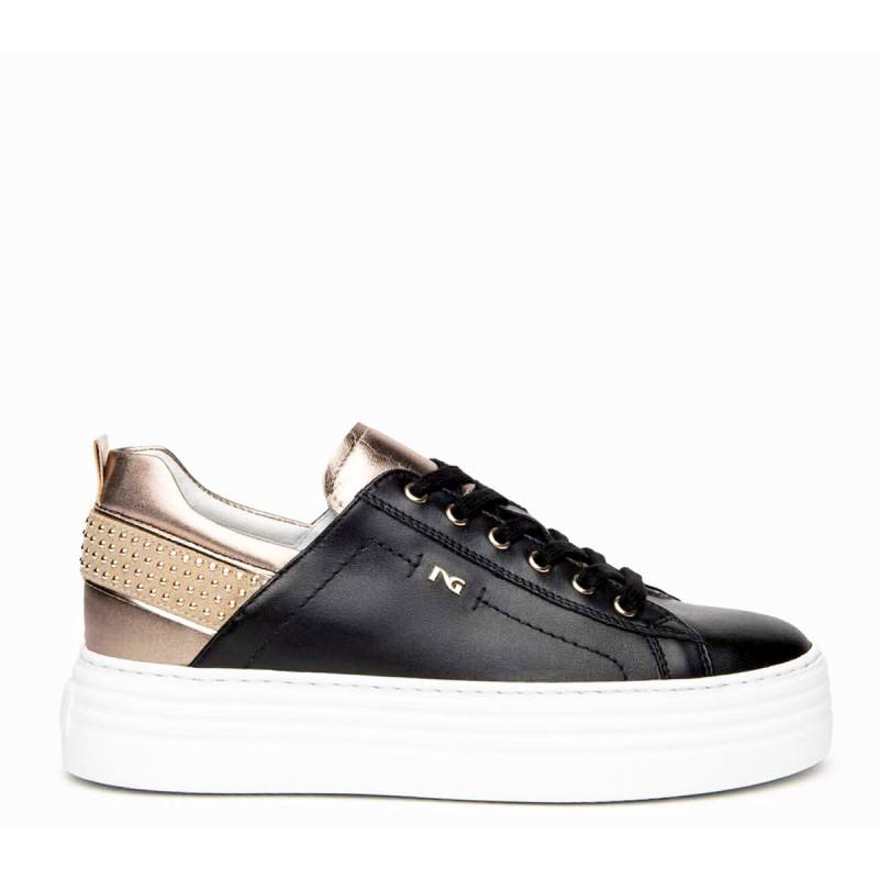 NERO GIARDINI sneakers donna E115303D in pelle bianca suola platform|acquista  online su Shoe Center