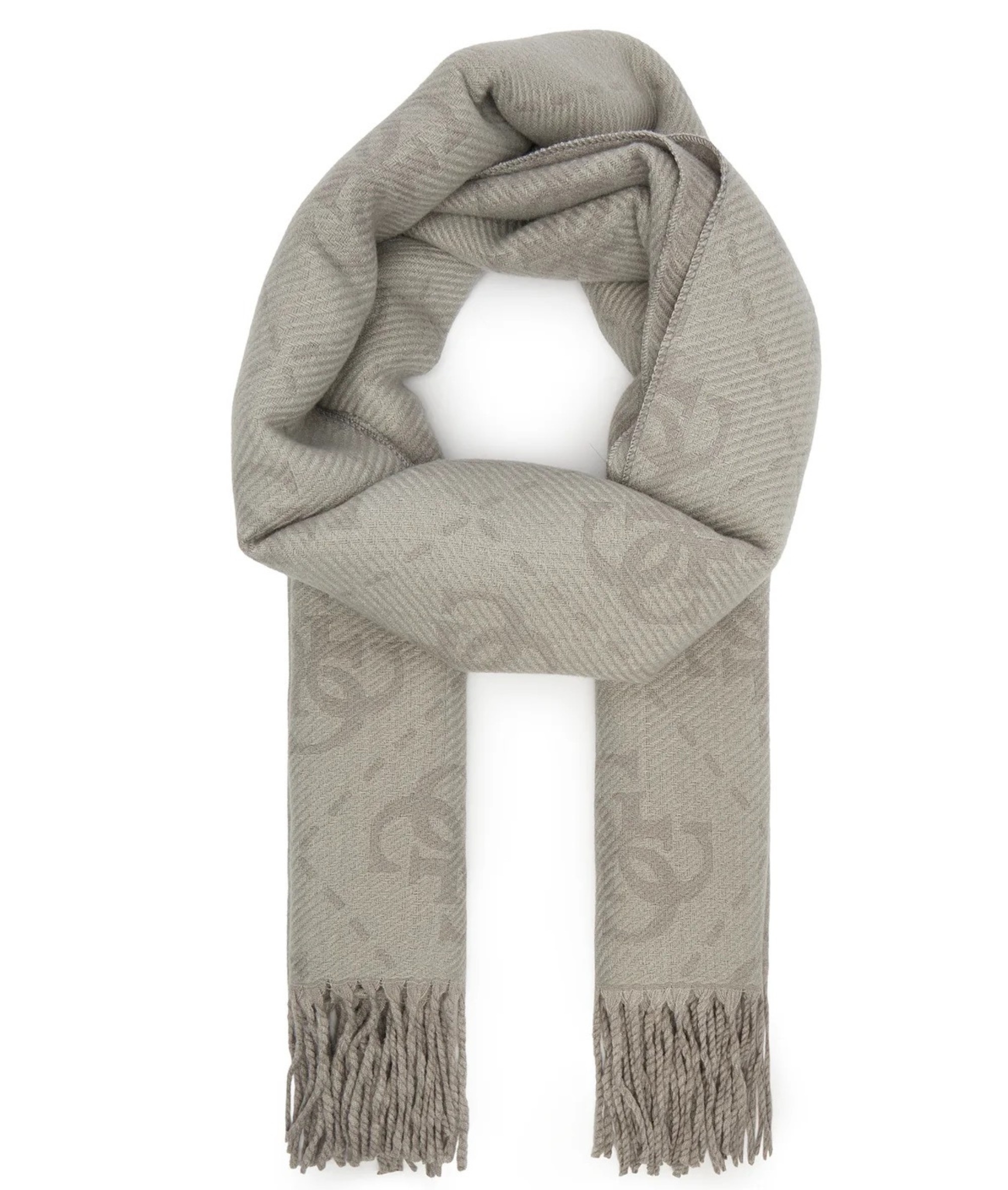 Écharpe Femme Guess Multilogo Noir / Blanc – AW5217VIS30, 190x70 Cm, Polyester Doux Avec Franges